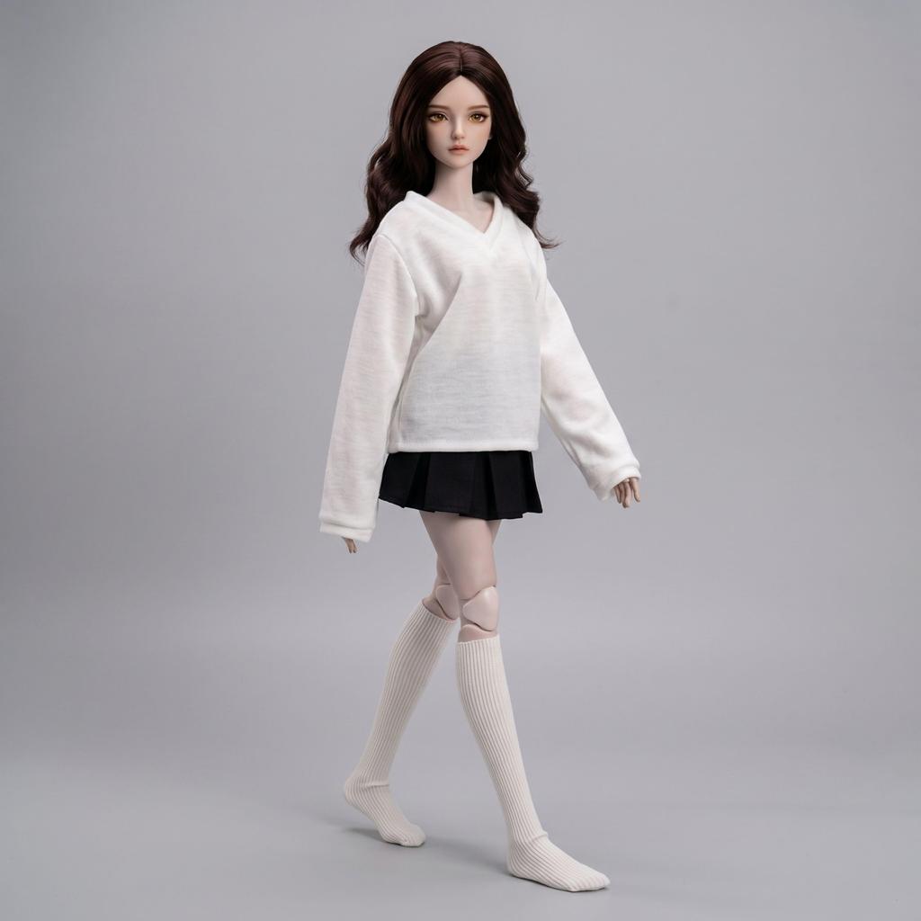 Maidscp 14 BJD Doll Clothes 40cm V-neck Schoolgirl Pleated Skirt 3-Piece Set