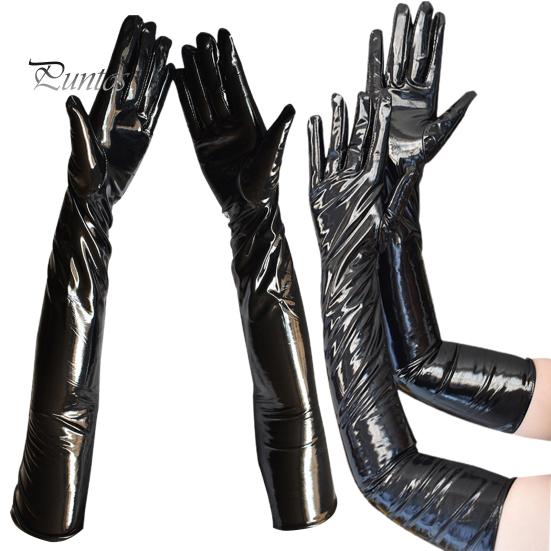 Performance Gloves 1 Pair Nightclub Soft Paint Finish Long Full Fingers Over Women Club Elbow Decorative Patent Leather Punk Style for Party