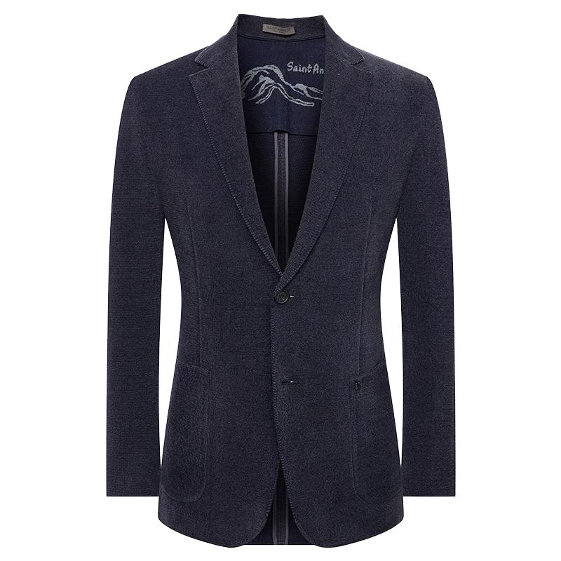 Baoxiniao Men's Slim Fit Dark Grey Interlock Knit Blazer