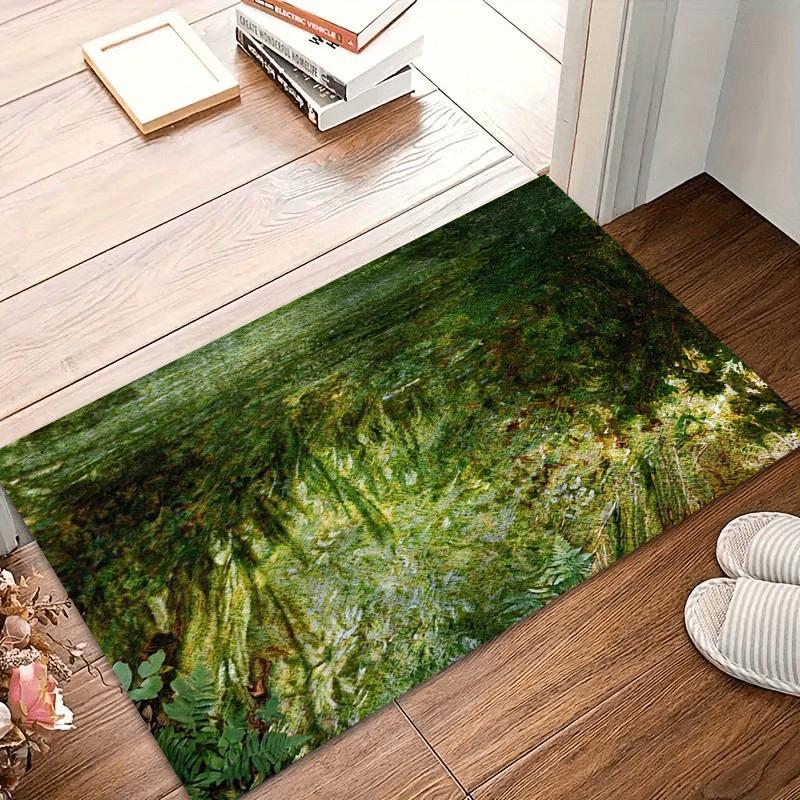 3D Realistic Moss Carpet Living Room Forest Decor Rug Deep Green Bedroom Rug Machine Washable Soft Floor Mat Home Forest Decor