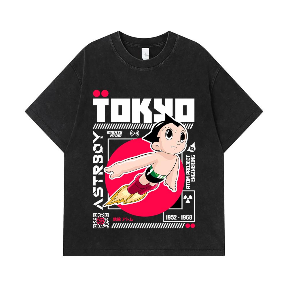 275 GSM Washed T-shirts 100% Cotton Astro Boy V2 Print Unisex Heavy Cotton T Shirt