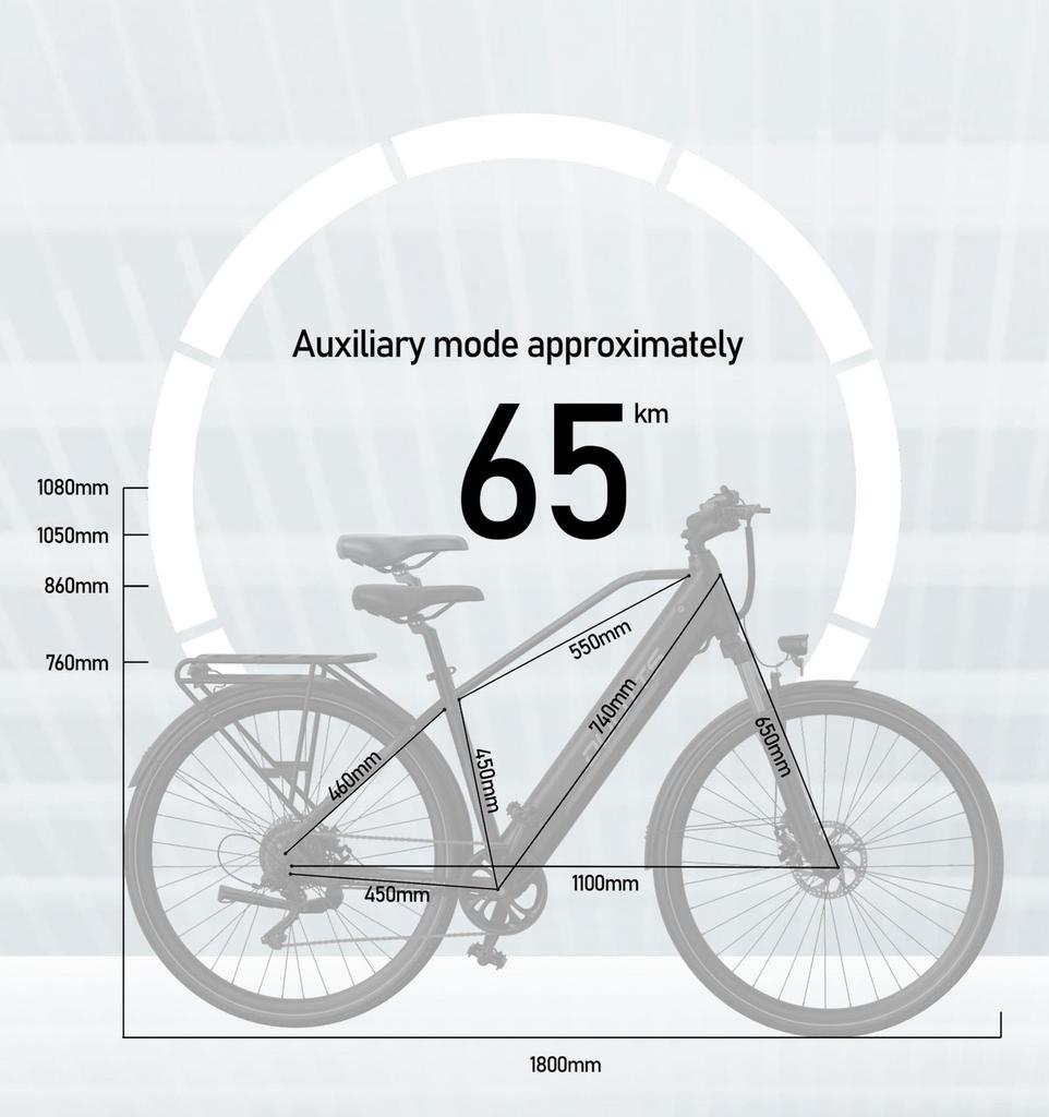 DUOTTS C29 Lite City Elektrofahrrad 250W Motor 36V 13Ah Akku 27,5 Zoll Reifen 25km/h Max. Geschwindigkeit 65km Max. Reichweite Shimano 7-Gang