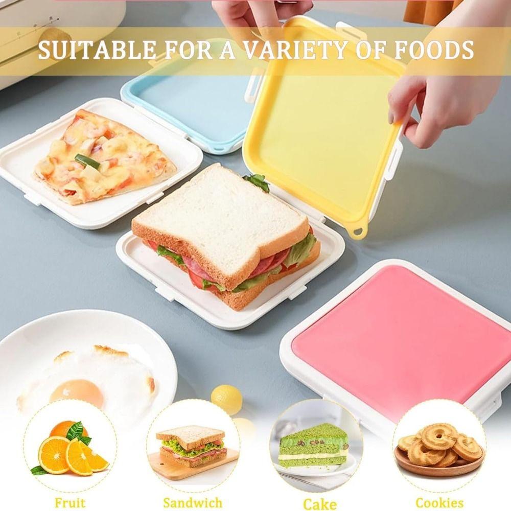 Reusable Sandwich Storage Box Portable Sandwich Holder BPA Free Lunch Sandwich Box  Dinnerware