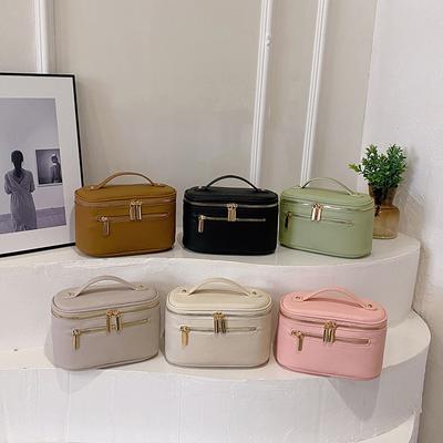 Nieuwe Handheld Make-up Tas voor Over de Grens+Cosmetische Tas met Grote Capaciteit in Effen Kleur+Eenvoudige en Veelzijdige PU Opberg