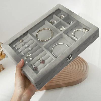 Velvet Jewelry Box Display Tray Drawer Storage Jewellery Holder for Ring Earrings Necklace Bracelet Soft Velvet Organizer Case