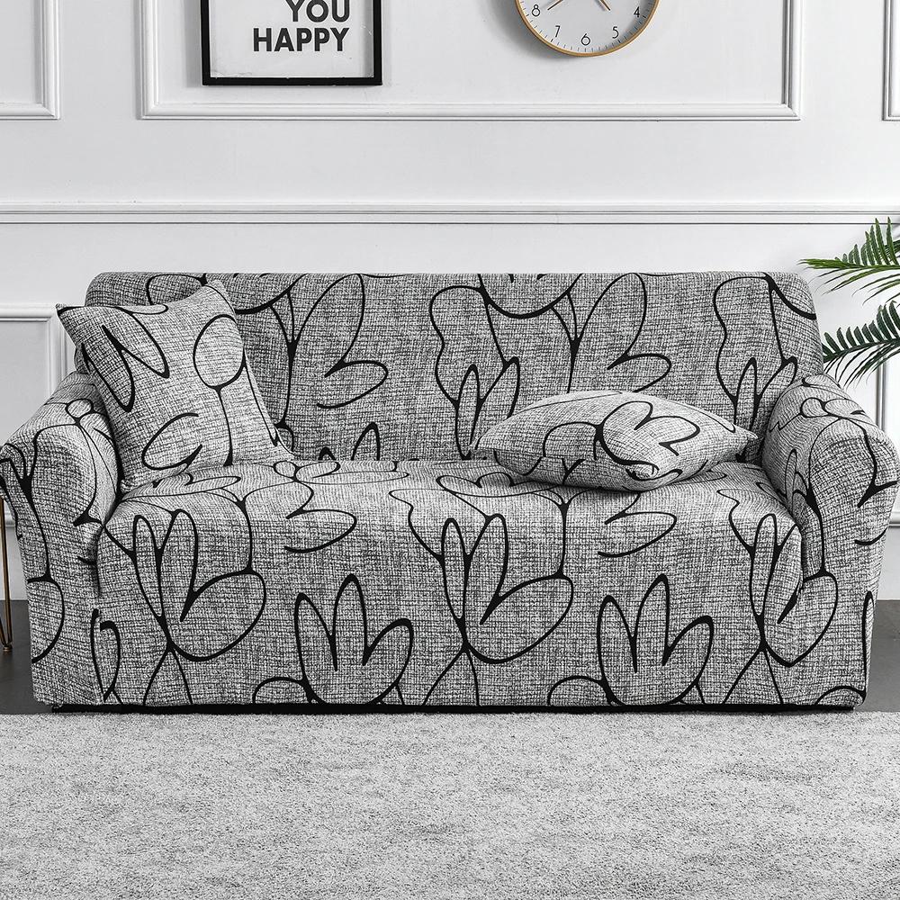 1pc Printed Elastic Sofa Cover Antidirty Spandex Sofa Cover Furniture Protector for Bedroom Office Living Room Home Decor