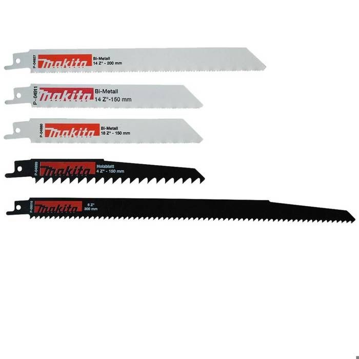 Scie récipro - makita - p-83945 - 5 pièces - longueur 3x150, 1x200, 1x300 mm - noir