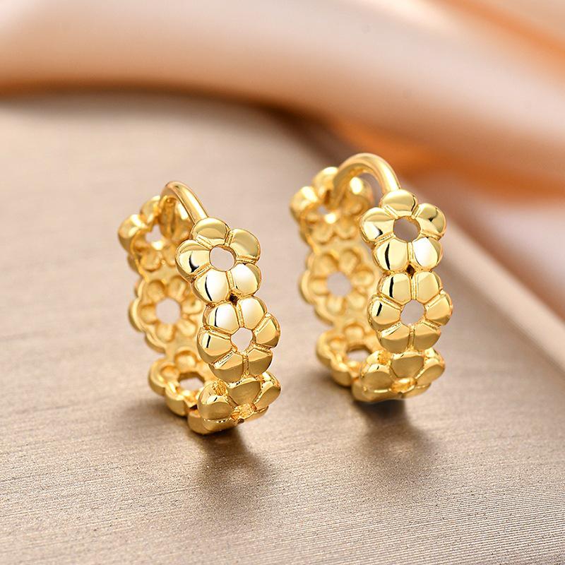 Creative French Chrysanthemum Hollowed Ring Earrings - Unique, Simple & Fresh Design