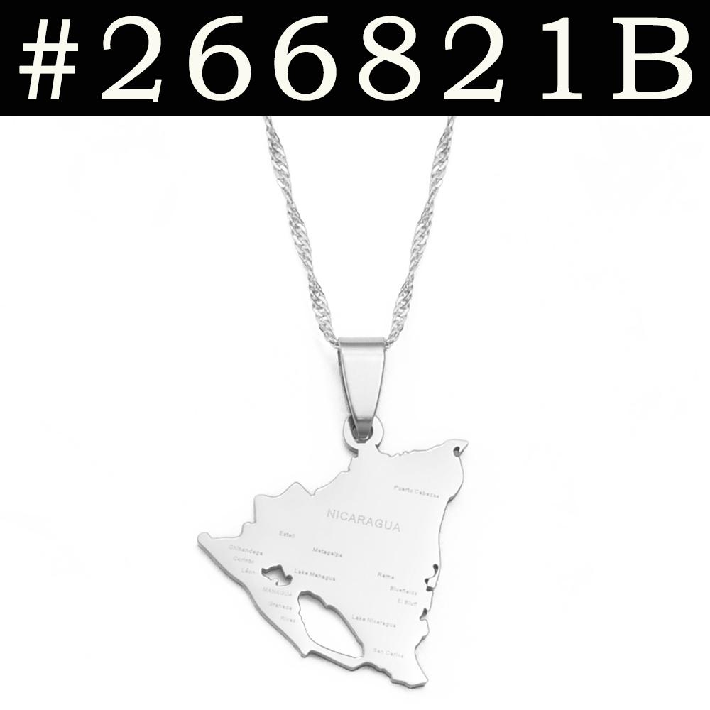 Anniyo Nicaragua Map With Cities Pendant Necklaces Silver Color/Gold-Plated Jewelry Nicaraguan Jewelry @266821