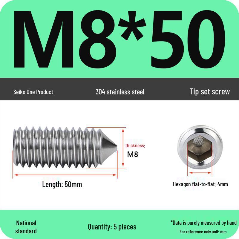 304 Stainless Steel Internal Hex Set Screw | Headless Grub Screw M2-M16