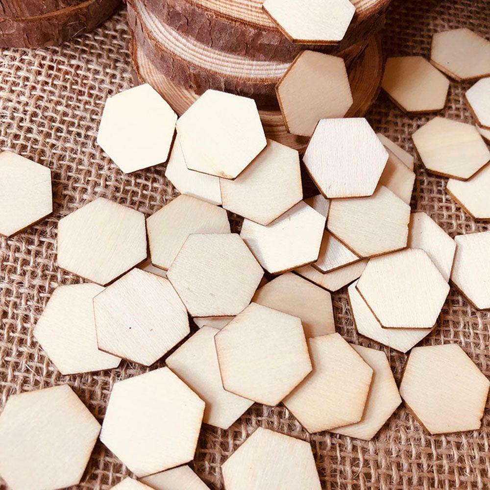 

Пользу 50/100 шт. ремесло незавершенный шестиугольной формы свадебный декор DIY деревянные украшения украшение