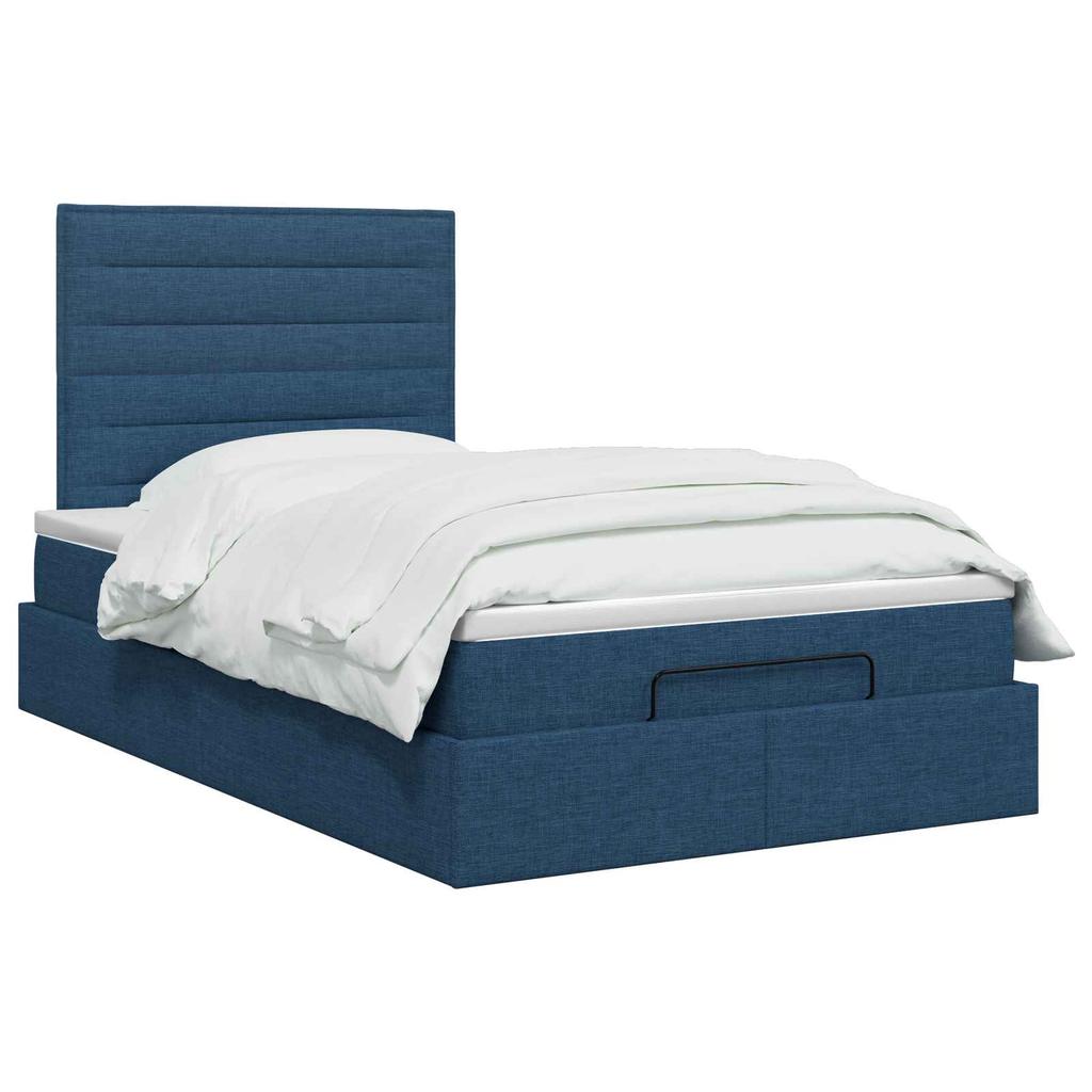Ottoman Bed with Mattress and Headboard Blue 120 X 190 Cm Fabric