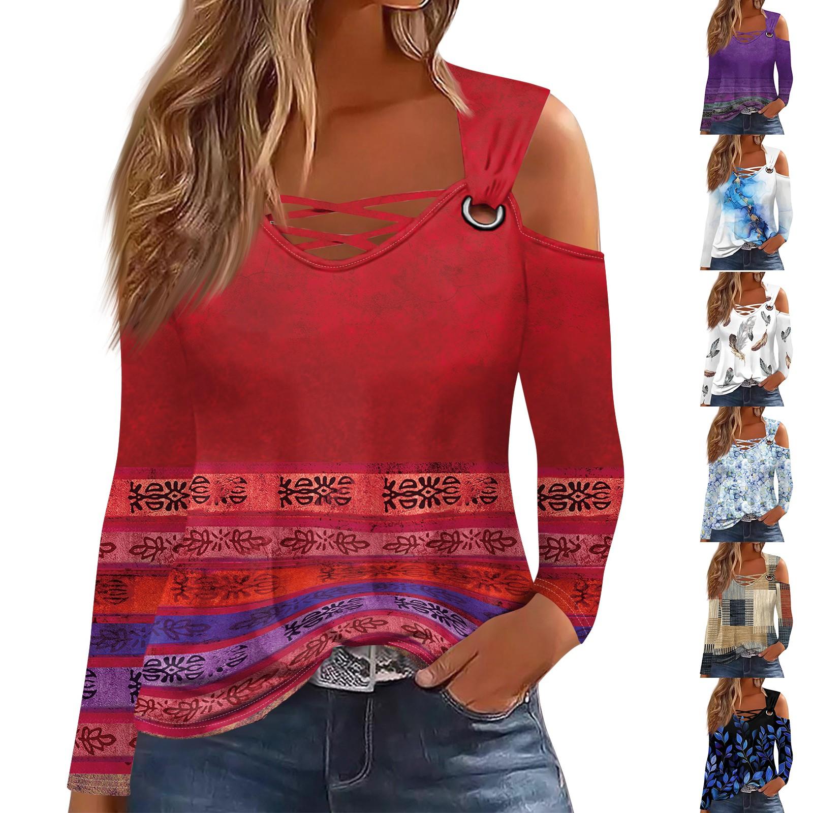 

Женская модная футболка с V-образным вырезом и длинным рукавом, повседневная M синий