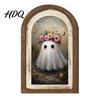 Solid Wood Ghost Ornament Arch Wooden Sign Cute Halloween Table Rustic Farmhouse Spooky Home Accents Shelf Decor Decorative Wall Art for Mantel
