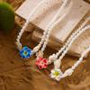 Bohemian Summer Beach Choker Necklace for Women White Flower Turtle Charm Clavicle Chain Holiday Jewelry Gift