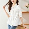 Short-sleeved Summer Pleated Top Loose and Thin Cotton Shirt