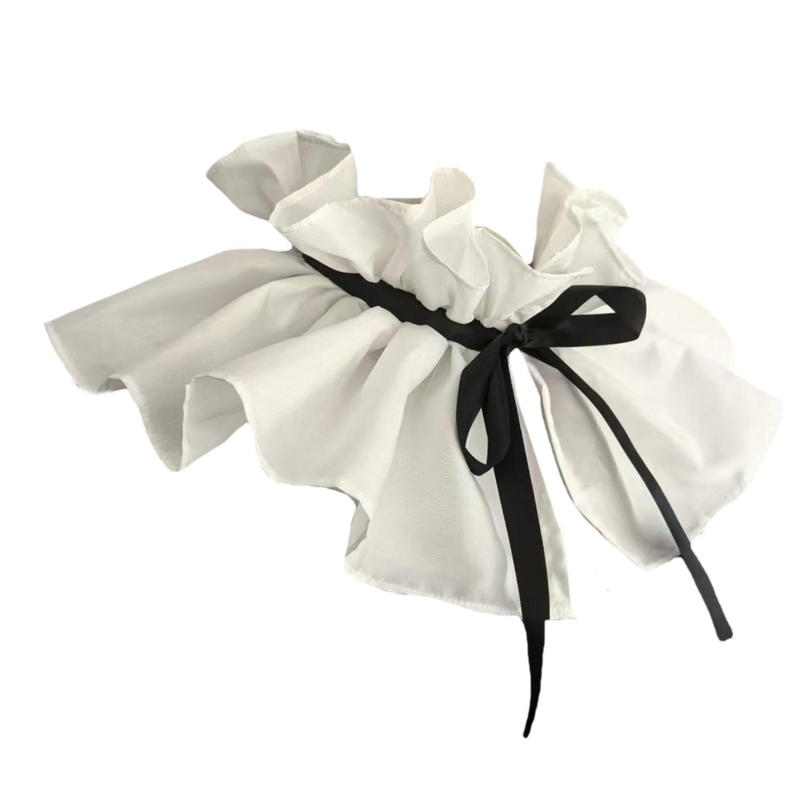 

Роскошные ленты-завязки с оборками, съемный искусственный воротник, винтажная мода, шейные украшения, плиссированная шаль-накидка для формального праздничного наряда чёрный