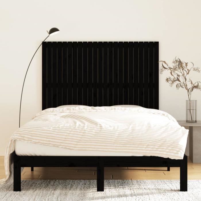 824947 vidaXL Tête de lit murale Noir 146,5x3x110 cm Bois massif de pin
