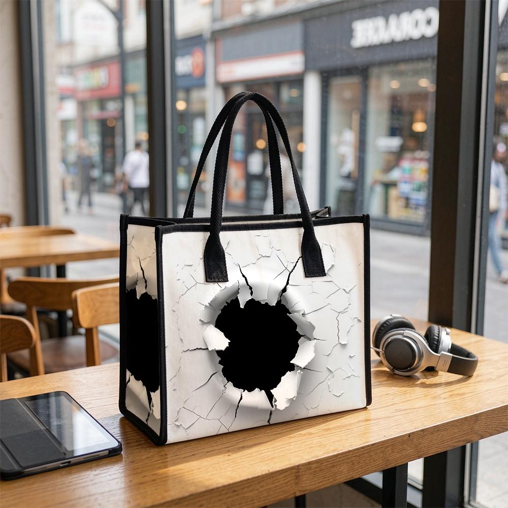Creative Crack Print Tote Bag Casual Large Capacity Shopping Handbag