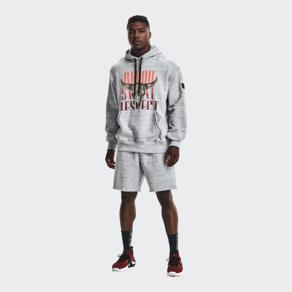 Under Armour Project Rock Johnson Training Bedruckter Fleece-Hoodie Herren Hoodies Grau 1367036-035