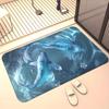 1 Stück Blauer Koi-Fisch & Haifisch-Druck Fußmatte Rutschfest Saugfähig Mikrofaser Teppich für Badezimmer Wohnzimmer Außenbereich