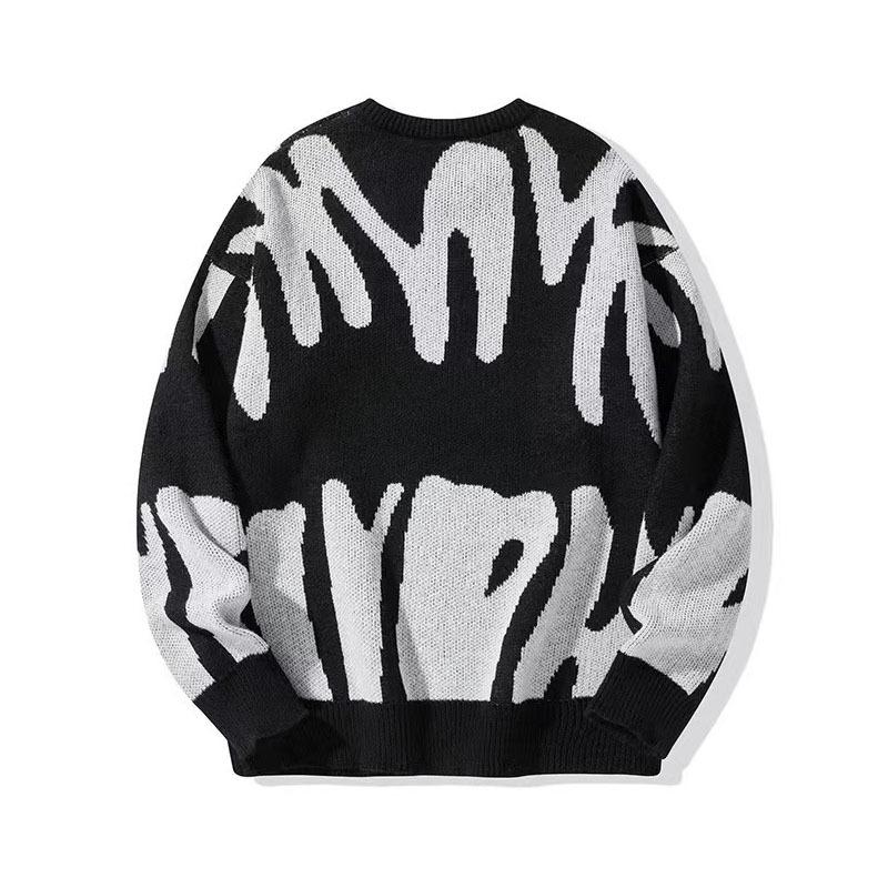 2026 Autumn Winter Korean Style Line Jacquard Knit Sweater Round Neck Pullover Casual Tops Long Sleeve Fashion Elegant  Loose Clothing