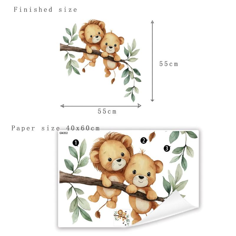 

Cute Little Lion with Hair Tuft Self Adhesive Wall Sticker for Bedroom Headboard Background Study Room Home Decor різнокольоровий