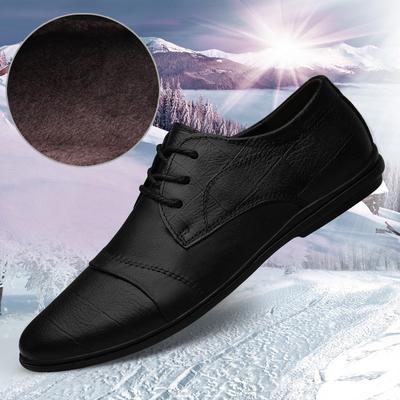 Fashion Winter Autumn Men's Shoes Genuine Leather High Quality Oxford For Men Casual Shoes Man Luxury Brand Wedding Dress Shoes With Fur