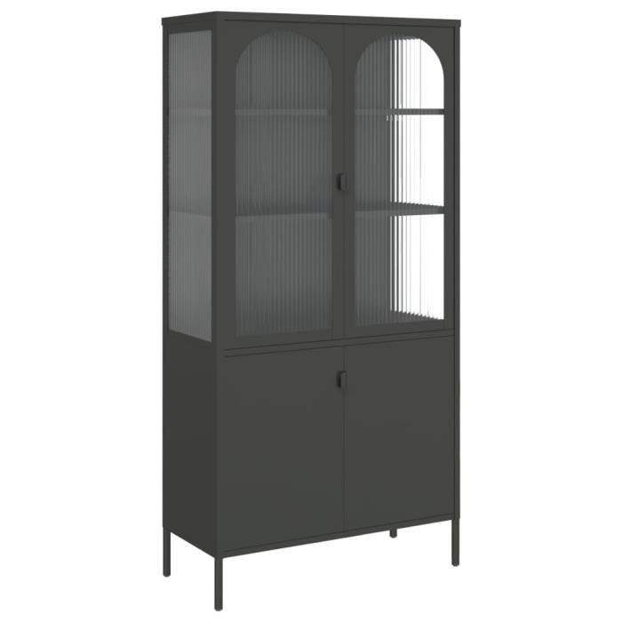 VidaXL Buffet haut noir 90x40x180 cm verre et acier 353000