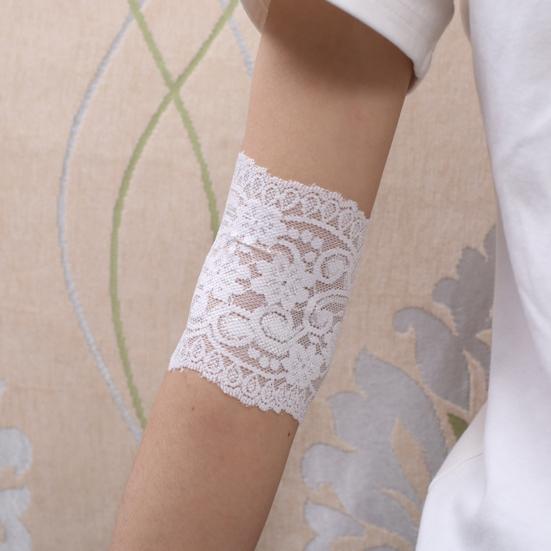 Maniche a braccio corte in pizzo da donna, lunghezza polso, senza dita, guanti parasole, pizzo floreale, copribraccia per matrimonio, ballo, guida, ciclismo