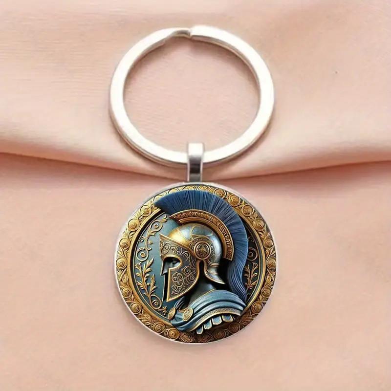 Roman Warrior Helmet Glass Alloy Keychain With Modern Minimalist Look For Party Favor