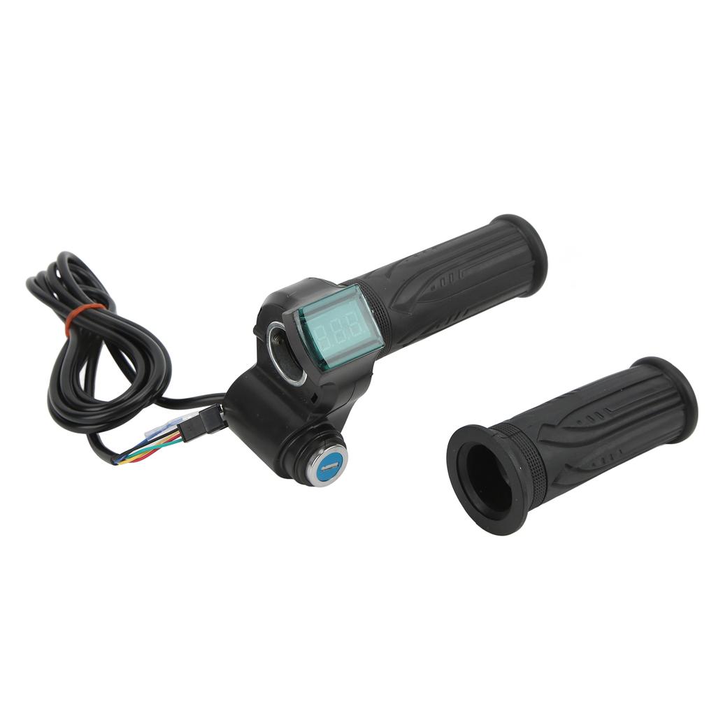 2PCS Electric Bicycle Throttle Grip Speed Control Throttle Handle with Green Digital Display
