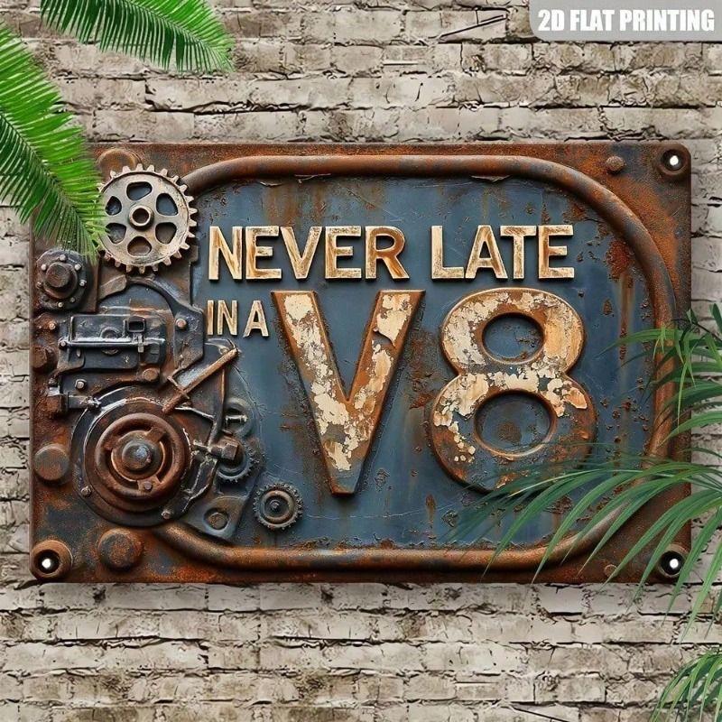 Винтажная металлическая табличка V8 Декор гаража бара Жестяная пластина Настенное искусство