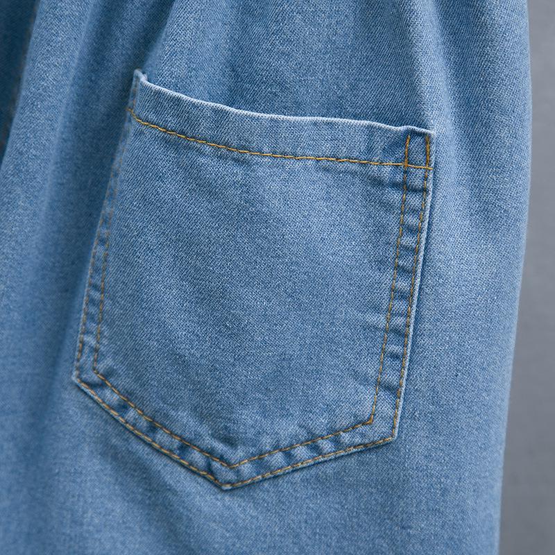 Women's Spring and Summer Plus Size Elastic Waist Thin Hundred Loose Lace Denim Shorts
