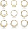 Florideco Septumringe 316L Edelstahl Opal Daith Nasenringe CZ Knorpel Tragus Ohrringe Septum Clicker Piercing Schmuck