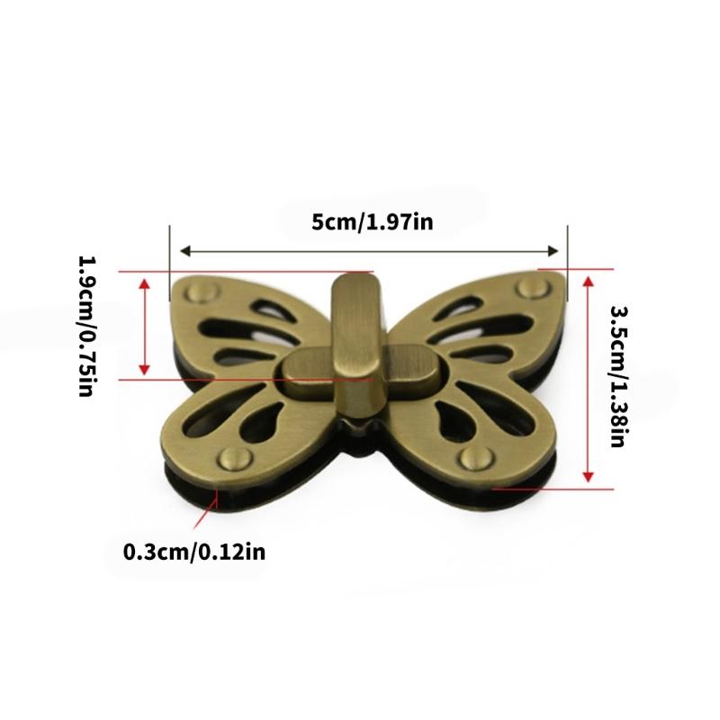 Functional Metal Twist Lock For Bags Butterfly Design Secure Mechanism Practical Handbag Hardware Accessory