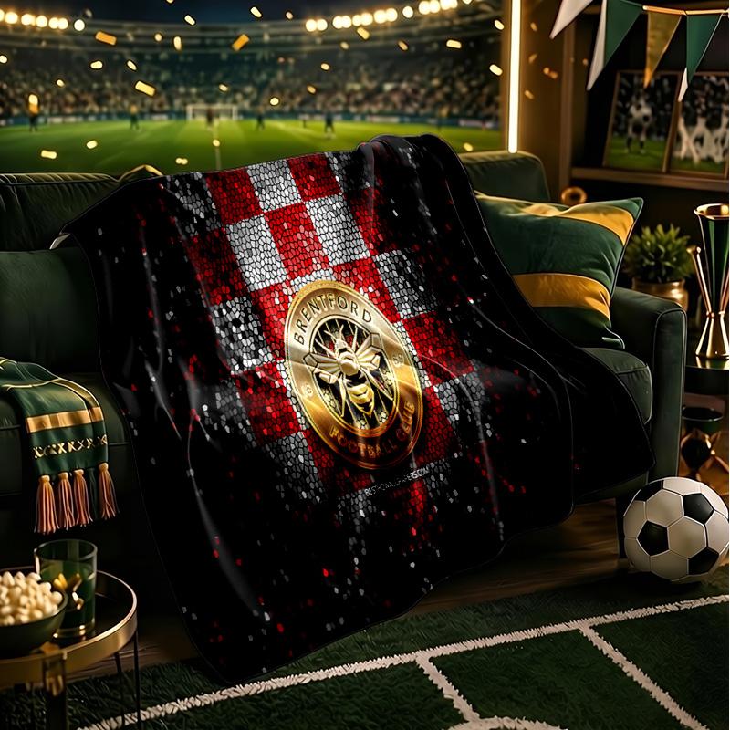 Brent-ford Football Club Crest Throws Blanket Flannel Blankets Plush for Couch Bed Gifts for Men Women Travel picnic blanket Christmas fan gifts