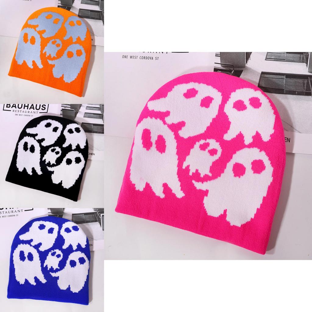 Ghost Pattern Beanie For Autumn Winter Outdoor Activities And Street Fashion