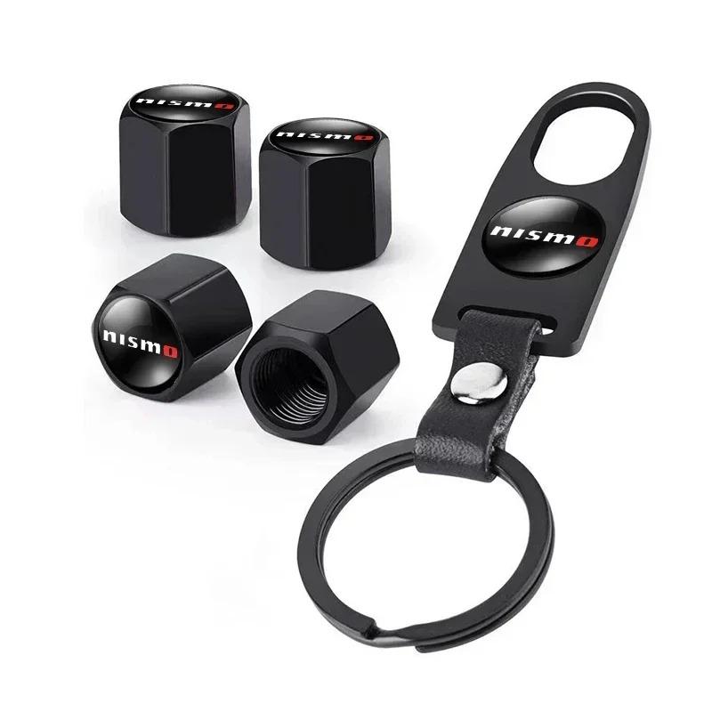 Car Emblem Stainless Steel Wheel Tire Valve Stem Caps Keychain for NISMO Nissans Tiida Teana Skyline Juke X-trail Almera Qashqai