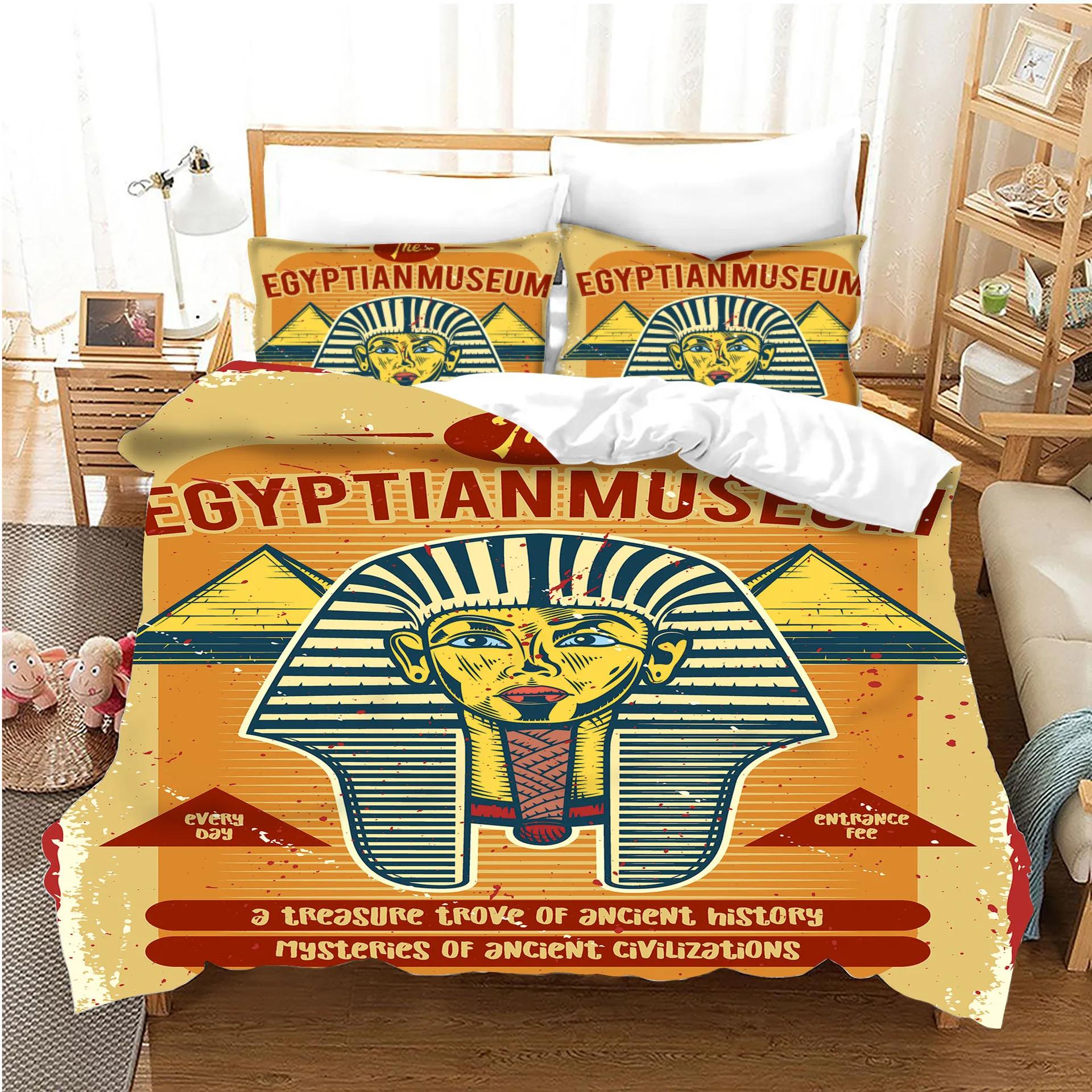 

Comforter Pharaoh Bedding Setsking Size 3D Ancient Egypt Tribe Decor Comforter Set For Adult Egyptian Pyramid Polyester Comforter (quilt)-EU Single(135*200cm)3pcs