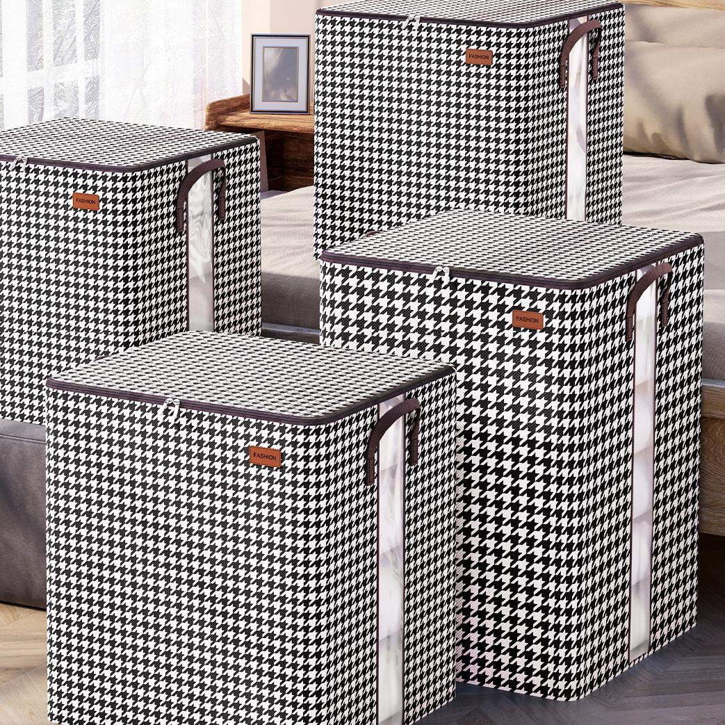 

Large Capacity Foldable Quilt Storage Box with Visiable Dustproof Bag