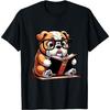 English Bulldog Reading a Book Dog T-Shirt for Men Women Girls Kids