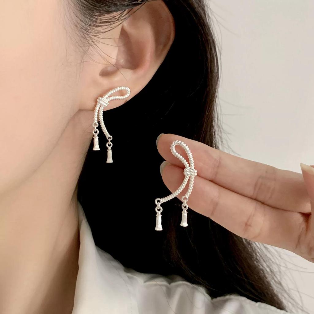 VENTFILLE Vintage Punk 925 Stamp Earrings for Women Girl Creative Twist Winding Geometric Handmade Party Silver Color Jewelry