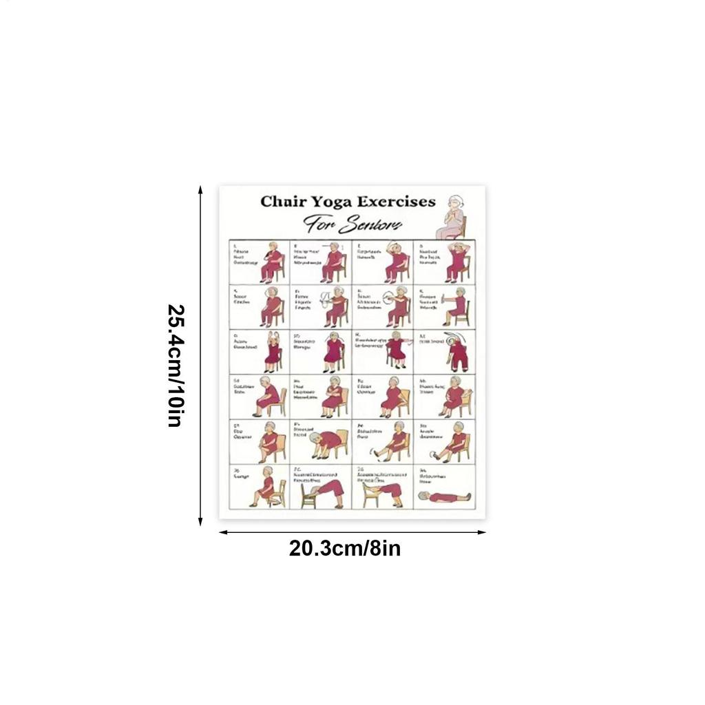 Stuhl Yoga Chart Illustrierte Trainingszubehör 4 Stück Yoga Sitzendes Workout Poster für Senioren Anfänger Fitness Flexibilität
