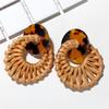 Geometric Drop Korean Dangle Earrings For Women Girls Oversize Round Rattan Knit New Style Jewelry Summer Beach Accessories