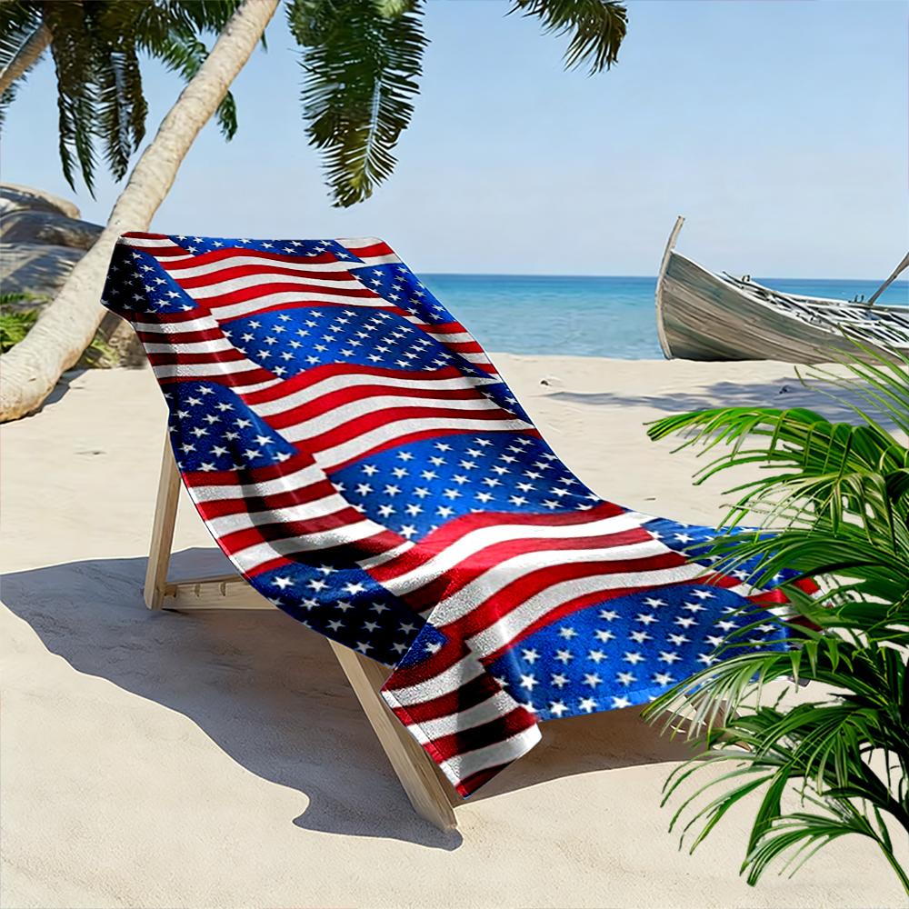 Asciugamano da Spiaggia con Motivo a Bandiera Americana Asciugatura Rapida per Viaggi Sport all'Aperto Jogging Spiaggia e Nuoto