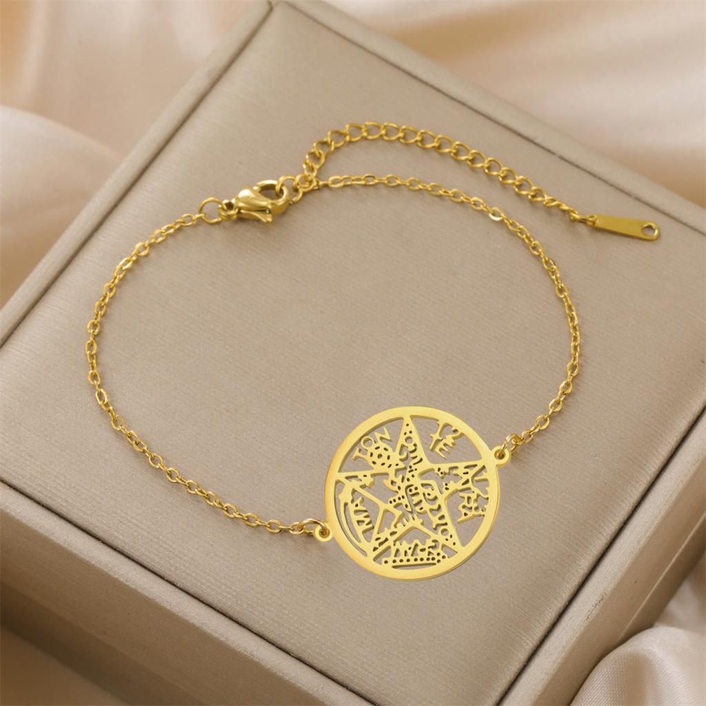  Witchcraft Tetragrammaton Pentagram Bracelet Stainless Steel Magical God Name Pentacle Bracelets Solomon Amulet Jewelry