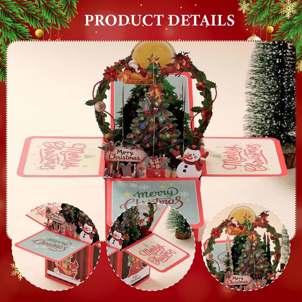 3D Christmas Card with Envelope Popup Greeting Warm Present Giving for Dad Mum Children Festive