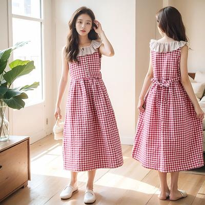 Robe Princesse à Carreaux Mode Fille Robe Élégante Douce d'Été pour Enfant