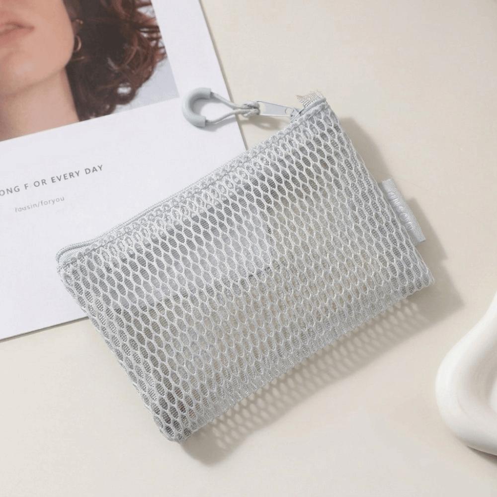 Square Transparent Storage Bag Breathable Mini Zipper Coin Purse Cosmetic Bag Office Organization
